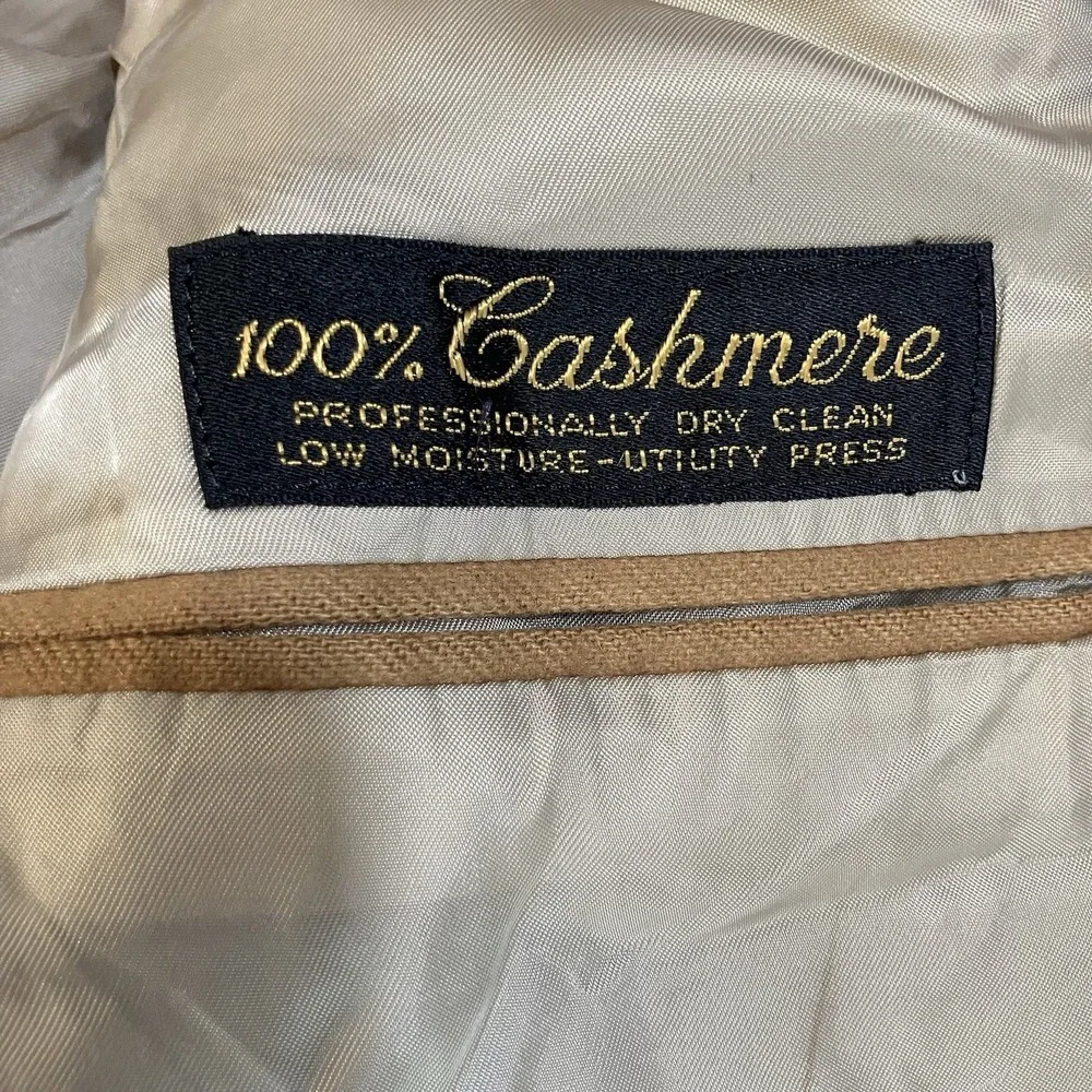 Hart Schaffner Marx Gold Trumpeter 100% Cashmere Sport Coat Blazer 44L Tan